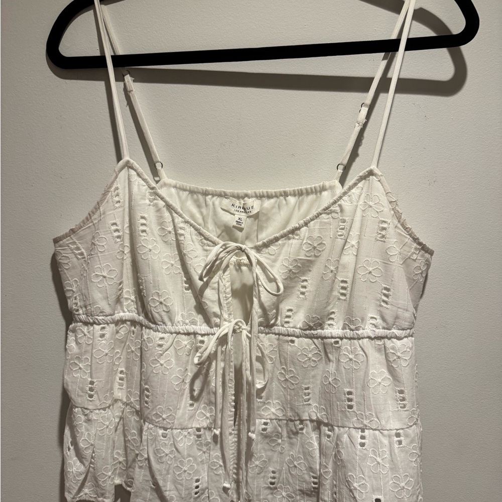 Cream Tie Front Tiered Camisole